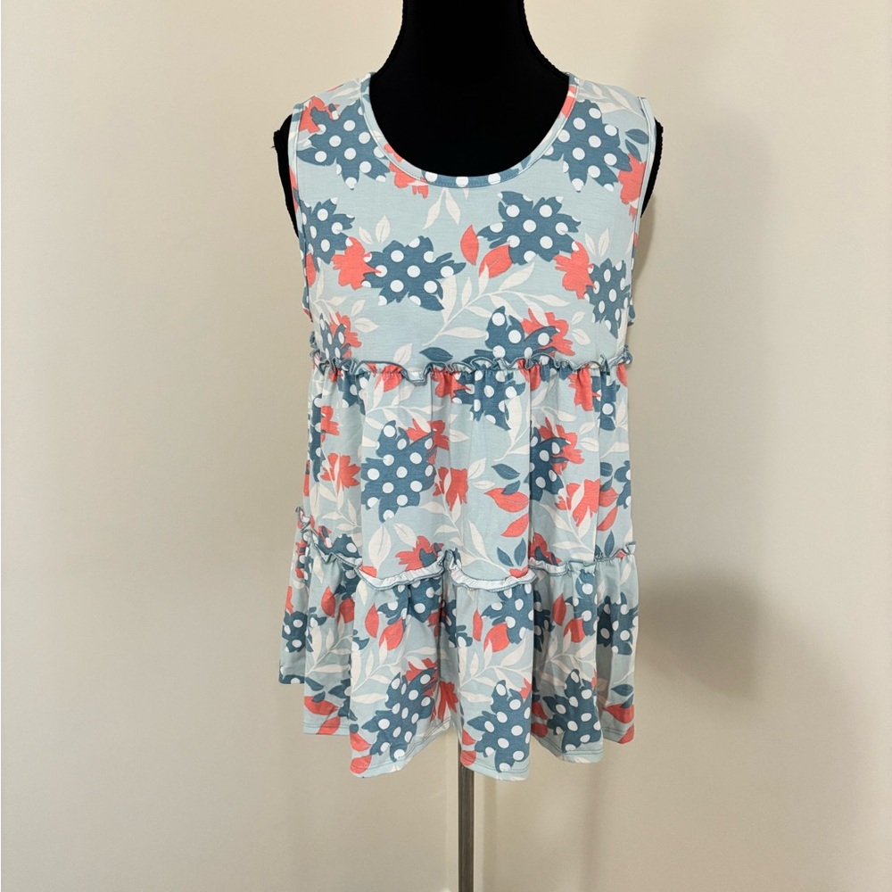 Perfect Peach Floral Sleeveless Women's Top
